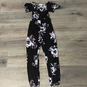 Charming Floral Black Kids Dress